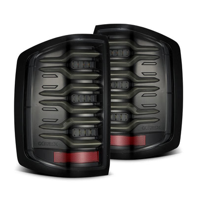 AlphaRex 14-18 Chevy Silverado 1500 Luxx-Series LED Tail Lights Alpha-Black w/Activ Light/Seq Signal 620040 *Discontinued