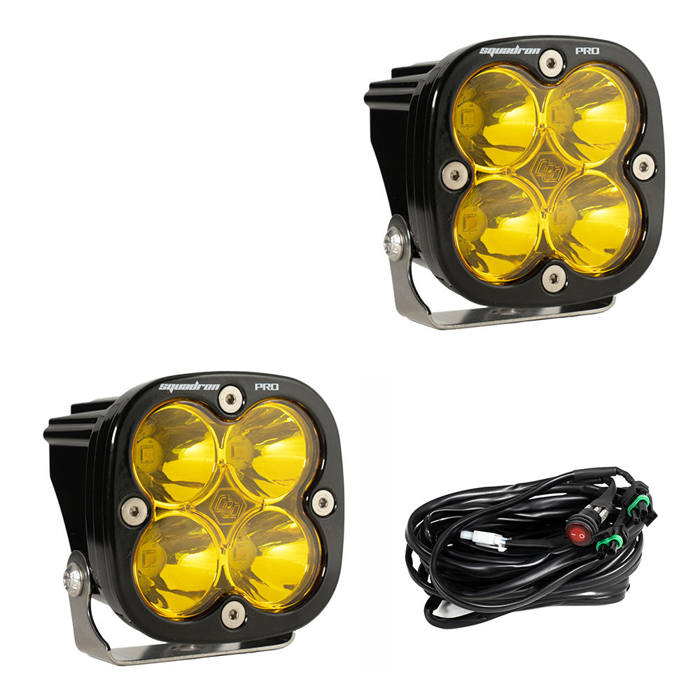 Baja Designs Squadron Pro Black LED Auxiliary Light Pod Pair - Amber Spot Pattern