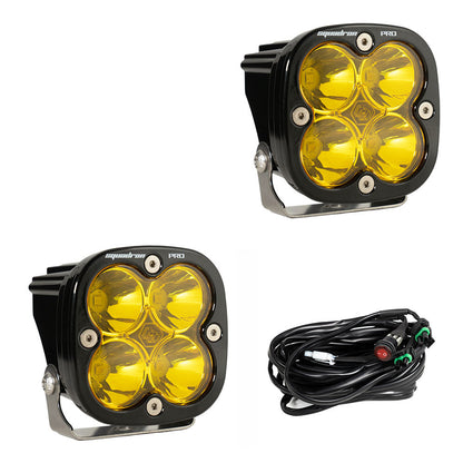 Baja Designs Squadron Pro Black LED Auxiliary Light Pod Pair - Amber Spot Pattern