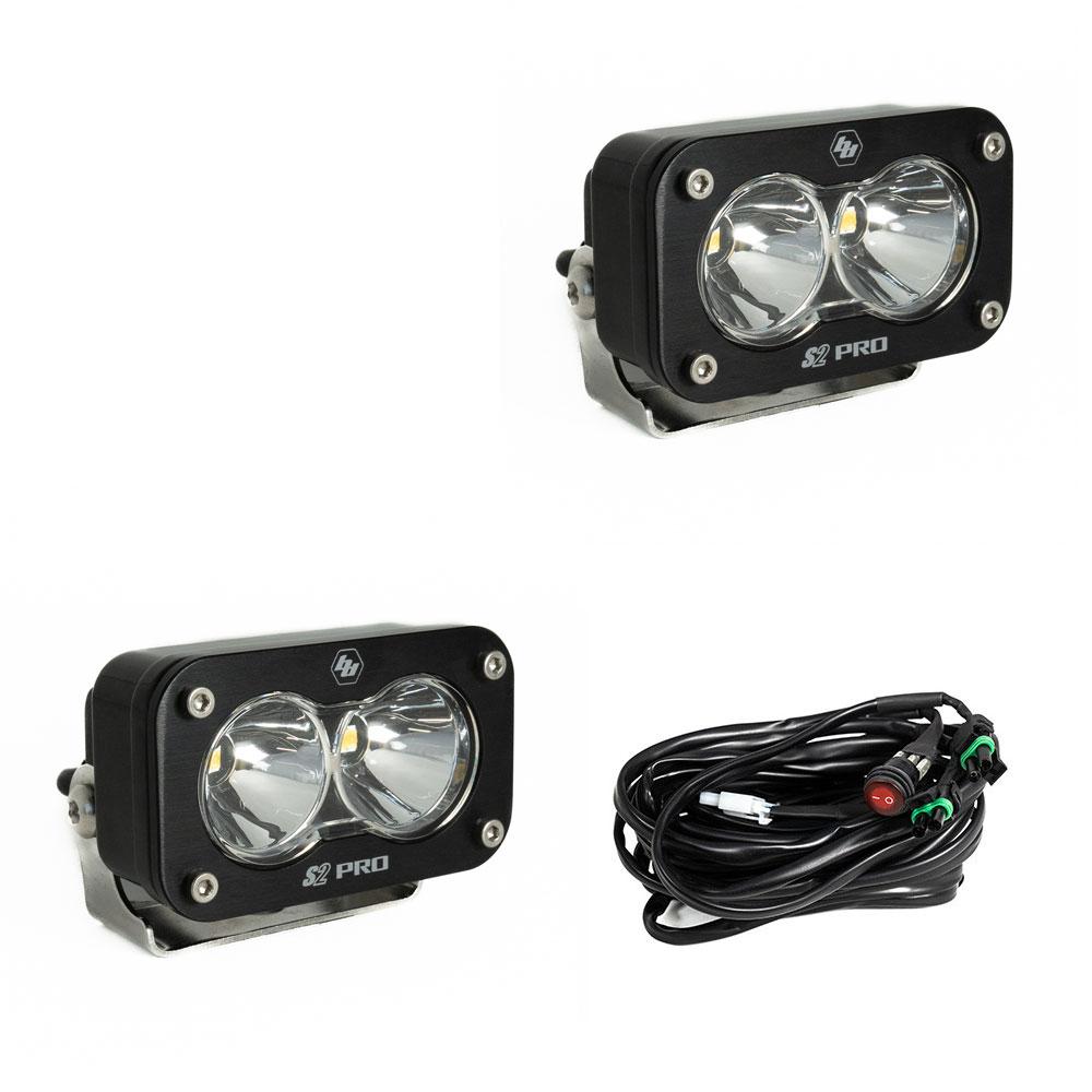 Baja Designs S2 Pro Black LED Auxiliary Light Pod Pair - Clear Spot