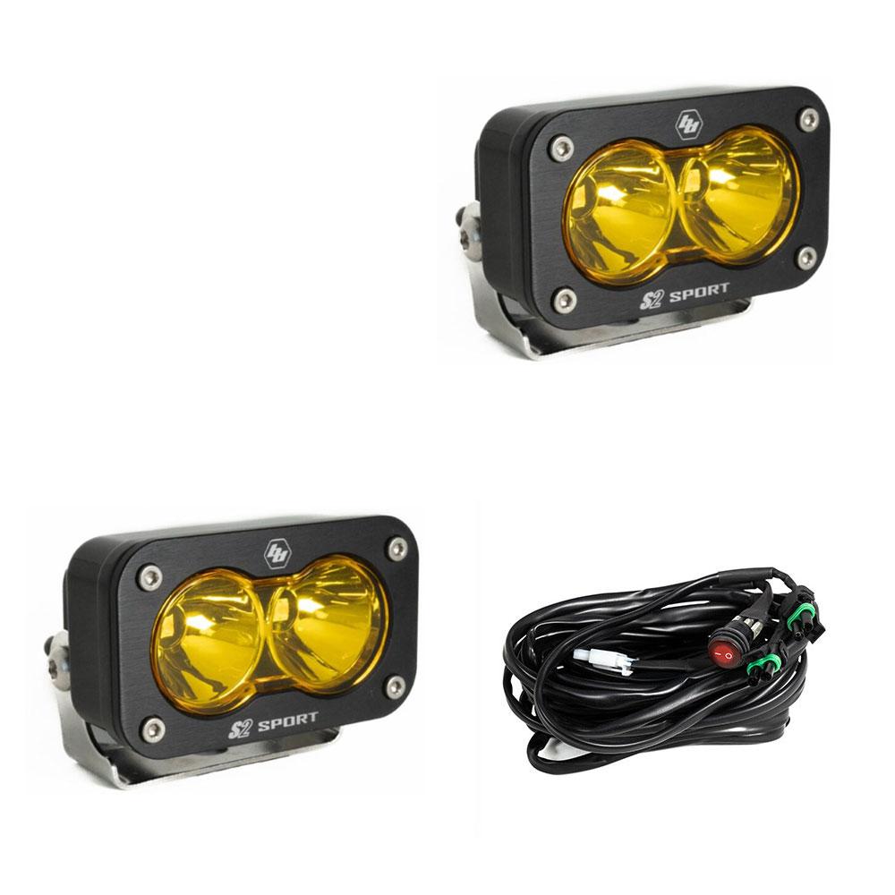 Baja Designs S2 Sport Black LED Auxiliary Light Pod Pair - Amber Spot
