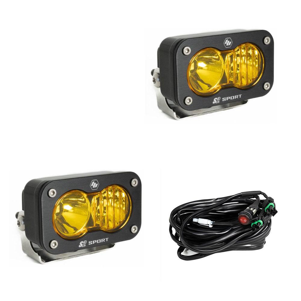 Baja Designs S2 Sport Black LED Auxiliary Light Pod Pair - Amber Driving Combo
