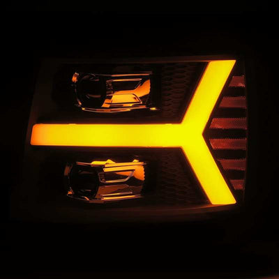AlphaRex 07-13 Chevrolet Silverado PRO-Series Halogen Projector Headlights Black