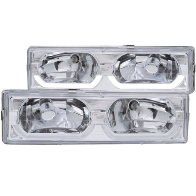 Anzo 1988-1998 Chevrolet C1500 Crystal Headlights Chrome w/ Low - Brow