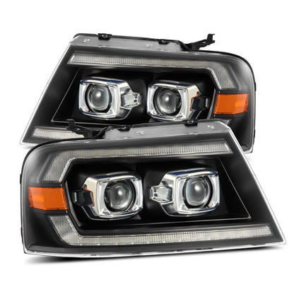 AlphaRex 04-08 Ford F150 / 06-08 Lincoln Mark LT PRO-Series Halogen Projector Headlights Black