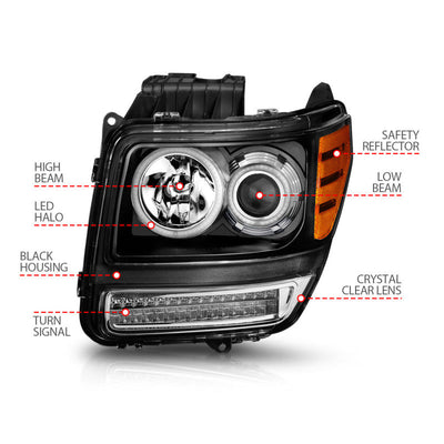 Anzo 2007-2012 Dodge Nitro Projector Headlights w/ Halo Black (CCFL) G2