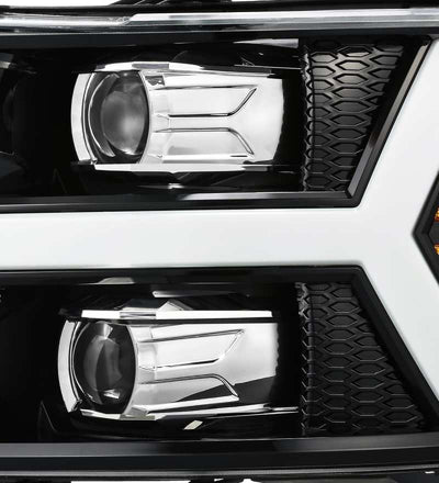 AlphaRex 07-13 Chevy 1500 LUXX LED Proj Headlights Plank Style Jet Blk w/ Activ Light/Seq Signal/DRL 880223 *Discontinued