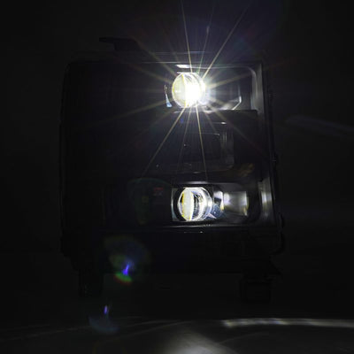 AlphaRex 16-18 Chevrolet Silverado 1500 LUXX-Series LED Projector Headlights Black