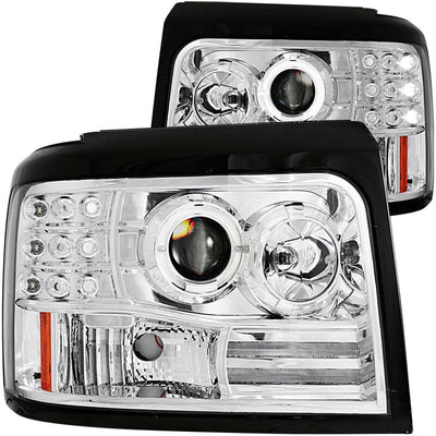 Anzo 1992-1996 Ford F-150 Projector Headlights w/ Halo Chrome w/ Side Marke