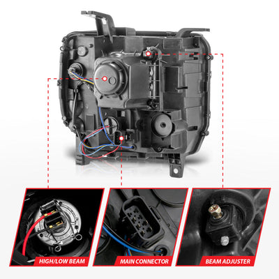 ANZO 14-15 GMC Sierra 1500/2500HD/3500HD Plank Style Projector Headlight - Chrome Housing 111553