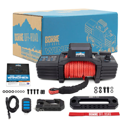 Borne Off-Road 10K Winch - Red Synthetic Rope BNWN-10-SRD