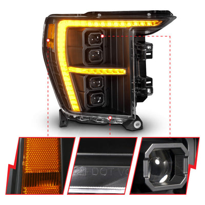 ANZO 21-23 Ford F-150 (w/Factory Halogen) Z-Series Full LED Proj Headlights - Pass. Side ONLY 111593X-R
