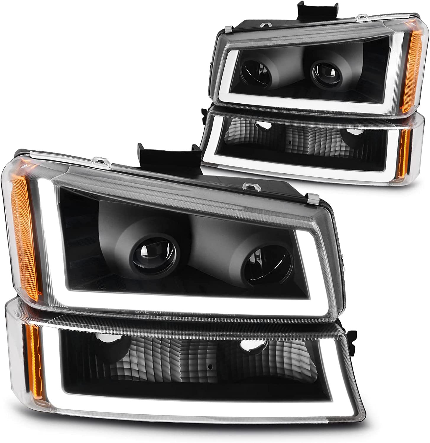 Dwvo Headlight Assembly Compatible With Chevy Silverado Avalanche 1500 2500 3500 Black Clear Housing