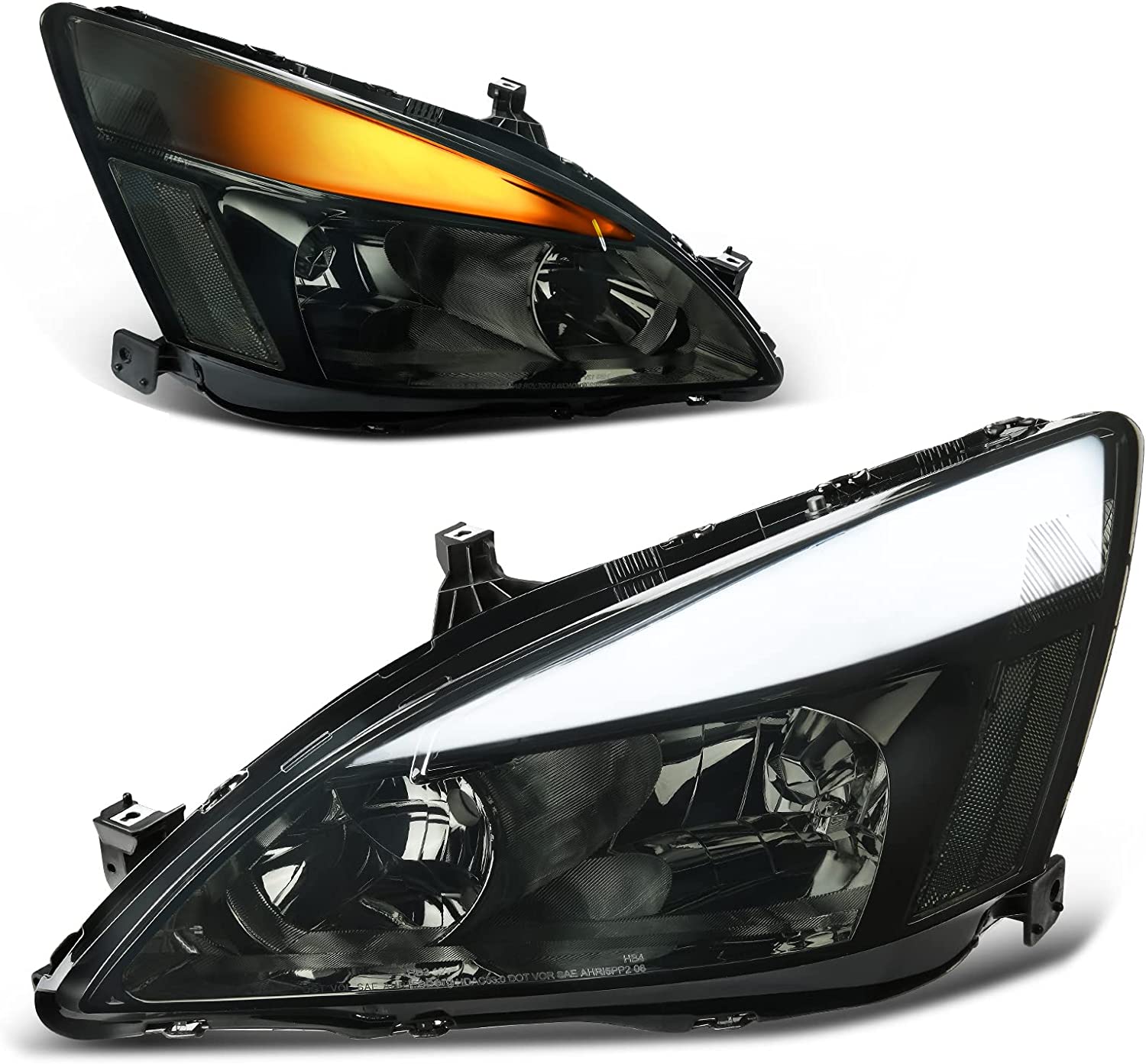 Autosaver88 Headlight Assembly Compatible With 03 04 05 06 07 Accord Oe Replacement Chrome Headlights Wclear Housing