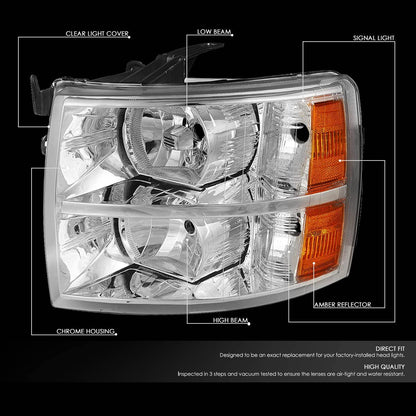 DNA Motoring HL-OH-034-CH-AM Headlight Assembly (Driver and Passenger Side)