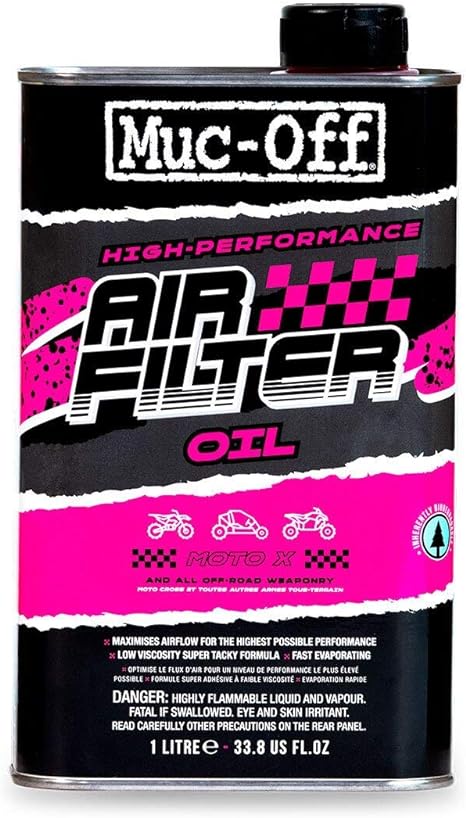 Muc-Off Air Filter Oil, 1 Liter - Advanced Motorcycle Oil for Foam Air Filters - Engine Filter Oil for Motocross, MX, Dirt Bike