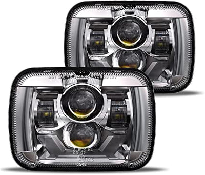 2020-2021 New Osram Chips 180w Dot 500 Brighter Antiglare H6054 5x7 7x6 LED Headlights With Turn Signal Drl Hilow Sealed Beam Compatible Jeep Cherokee Xj Wrangler Yj Ford Chevrolet Gmc Toyota Nissan Etc