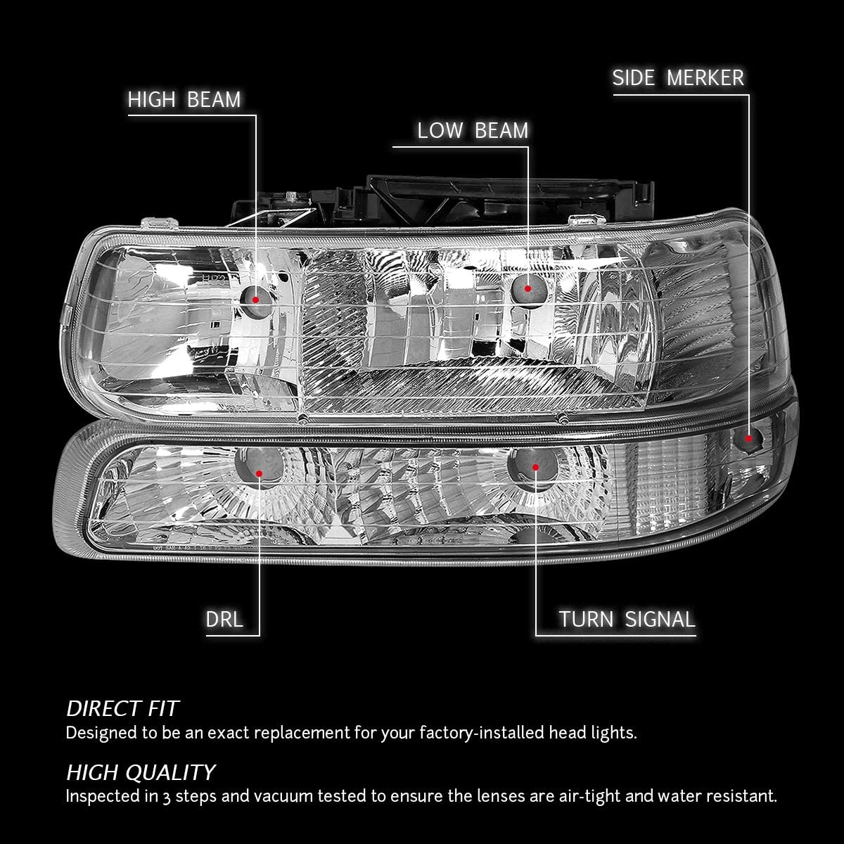 Clear headlight reflectors (99 - 02 Silverado 1500 00 - 06 chevy Tahoe)