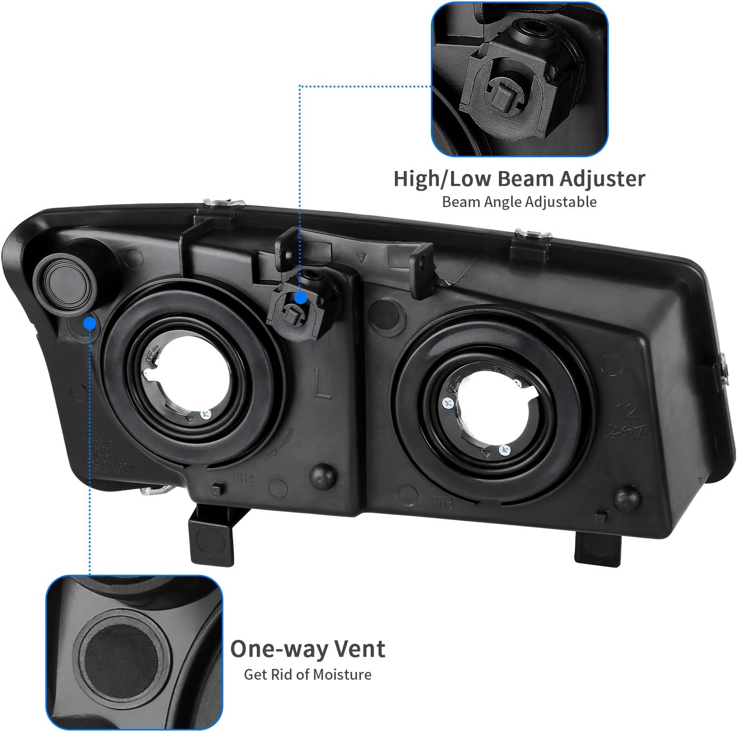 Dwvo Headlight Assembly Compatible With Chevy Silverado Avalanche 1500 2500 3500 Black Clear Housing