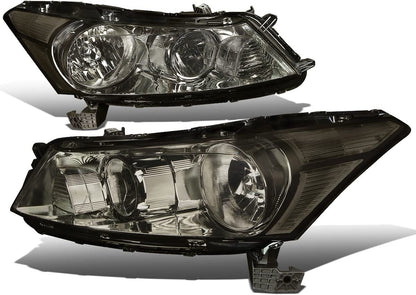 Halogen Model Factory Style Headlight Assembly Compatible With 0812 Honda Accord Sedan 4door Driver Passenger Side Chrome Housing Amber Corner