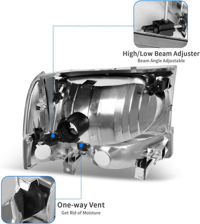 Dwvo Headlight Assembly Compatible With Ford F250 F350 F450 F550 Super Duty Pickup Truck Signal Lamps Chrome Housing Clear Lens Amber Reflector