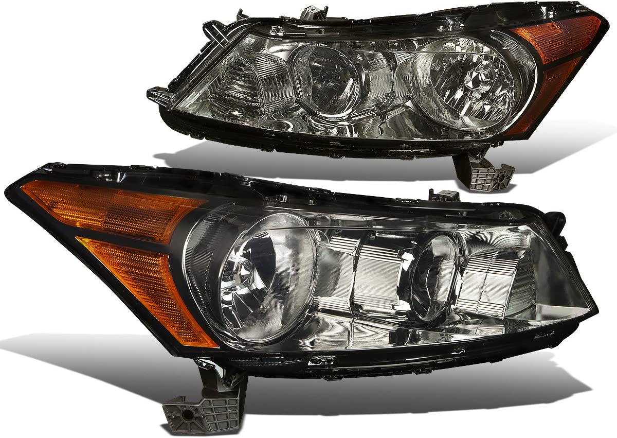 Halogen Model Factory Style Headlight Assembly Compatible With 0812 Honda Accord Sedan 4door Driver Passenger Side Chrome Housing Amber Corner