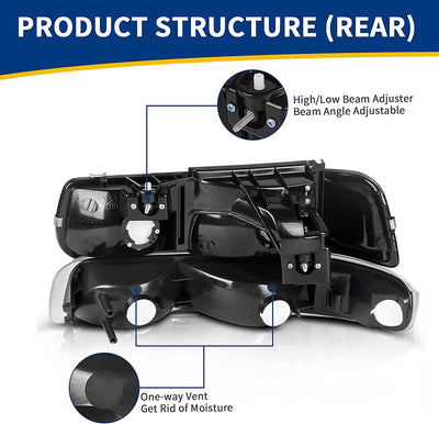 NTXGLOW Headlight Assembly (1999–2002 Chevrolet Silverado & 2000–2006 Tahoe / Suburban)