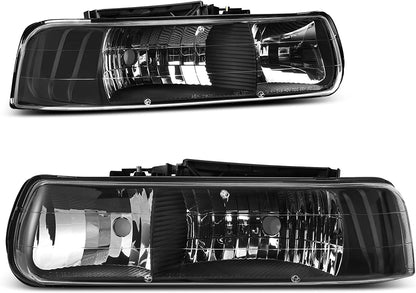 Autosaver88 Headlights Assembly Compatible With 19992002 Chevrolet Silverado 20012002 1500 2500 1500hd 2500hd 3500 20002006 Tahoe Suburban Lights In Bumpers