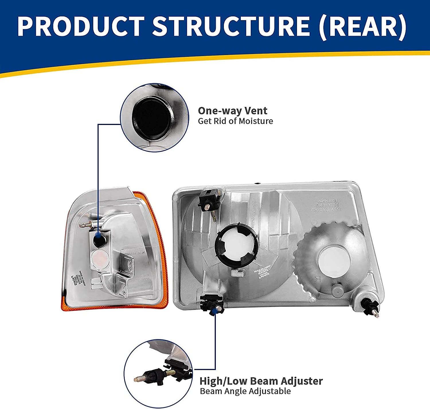 Autosaver88 LED Drl Headlight Assembly Compatible With 20012011 Ford Ranger Pair Headlights Wdaytime Running Light Chrome Housing Amber Reflector