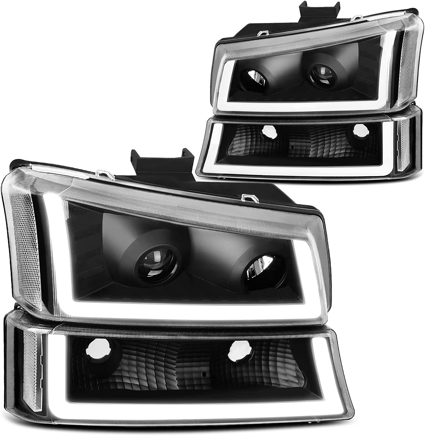 Dwvo Headlight Assembly Compatible With Chevy Silverado Avalanche 1500 2500 3500 Black Clear Housing