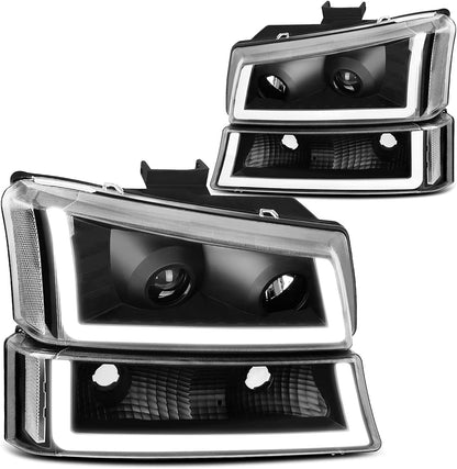 Dwvo Headlight Assembly Compatible With Chevy Silverado Avalanche 1500 2500 3500 Black Clear Housing