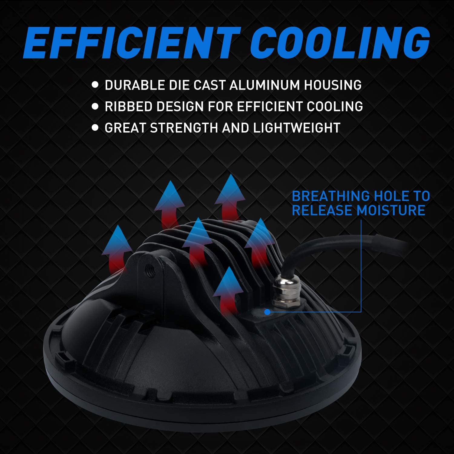 Aaiwa 7 Inch Round LED Headlight Daytime Running Light Dlr High Low Beam For Car Motorcycle With H4 H13 Adapter 2 Pack