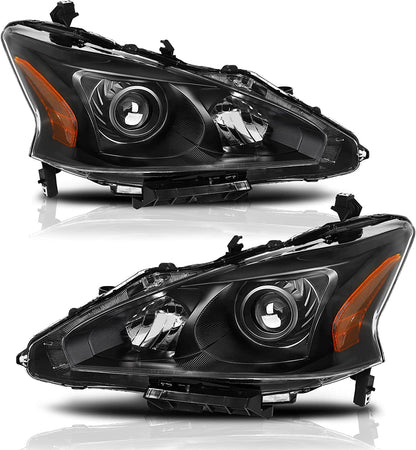 Alziria Headlight Assembly Compatible With 20132015 Nissan Altima Sslsv Only Fit 4door Chrome Housing Amber Reflector