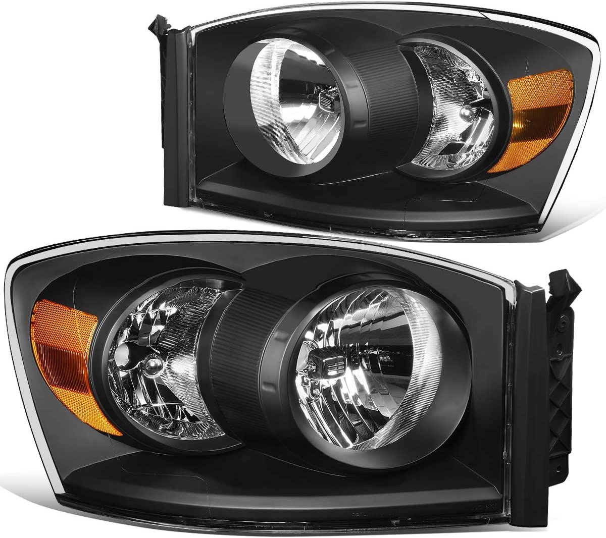 Auto Dynasty Factory Style Headlights Compatible With 0609 Dodge Ram 1500 2500 3500 Driver And Passenger Side Clear Lens Chrome Housing