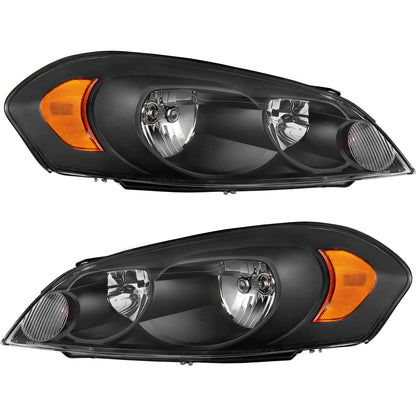 Autosaver88 Headlight Assembly Compatible With 20062013 Chevy Impala 06 07 Monte Carlo Replacement Headlamp Black Housing Amber Reflector Clear Lens A Oe