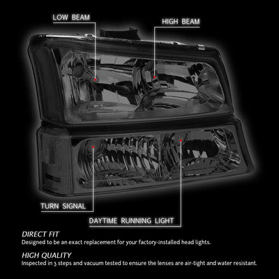 DNA Motoring, HL-OH-CS03-4P-SM-AM, Driver and Passenger Side Headlight Assembly.