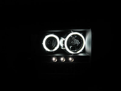 Anzo 2005-2007 Ford Excursion Projector Headlights w/ Halo Black w/ LED Str