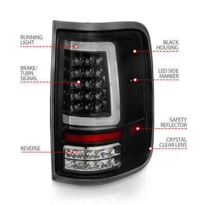 ANZO 2004-2006 Ford F-150 LED Tail Lights w/ Light Bar Black Housing Clear Lens 311342