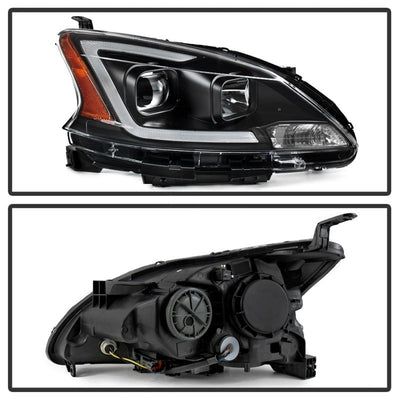 SPYDER xTune 13-15 Nissan Sentra DRL LED Light Bar Halogen Projector Headlights - Black (PRO-JH-NS13-LB-BK) 9042966
