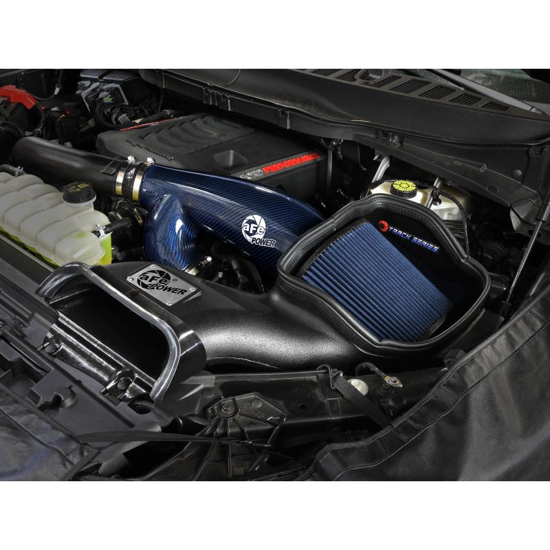 aFe - 2017-2025 Ford F-150 Track Series Blue Kevlar Carbon Fiber C/A Intake System w/Black Pro 5R Filter