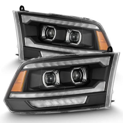 AlphaRex 09-18 Ram 1500/2500 PRO-Series Proj Headlights Black w/Sequential Signal and Top/Middle DRL 880561 *Discontinued