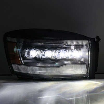 AlphaRex 06-08 Dodge Ram 1500HD NOVA LED ProjHeadlights Plank Style Blk w/Seq Signal/DRL/Amber LED 880536 *Discontinued