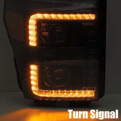 AlphaRex 11-16 Ford Super Duty PRO-Series Halogen Projector Headlights Alpha-Black