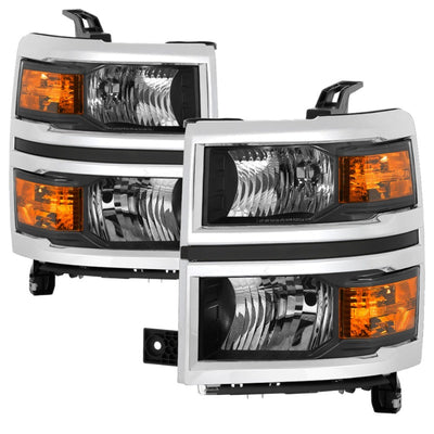 SPYDER xTune 14-15 Chevy Silverado 1500 (New Body) OEM Style Headlights w/Trim - Blk (HD-JH-CS14-CC-BK) 9042447