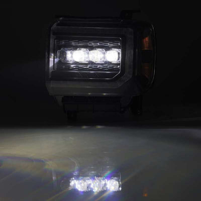 AlphaRex 14-18 GMC Sierra NOVA LED Proj Headlights Plank Style Black w/Activ Light/Seq Signal/DRL 880617 *Discontinued