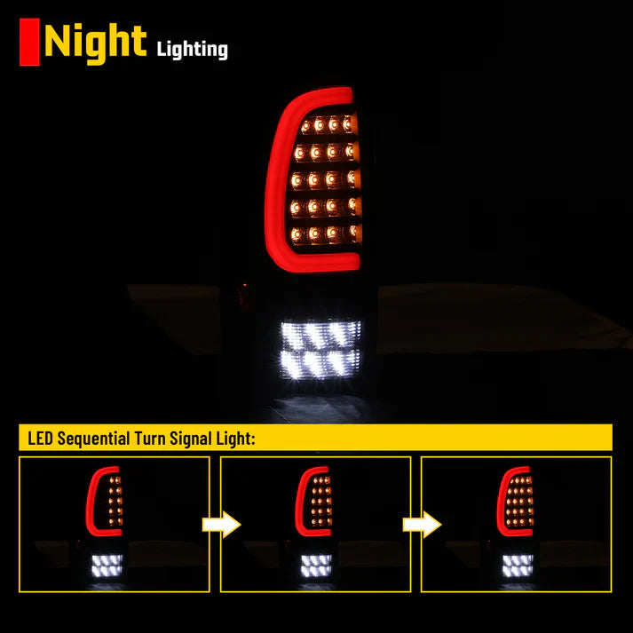 Winjet 2005-2015 Toyota Tacoma LED Sequential Tail Light w/Yellow Turn Signal - Chrome / Red