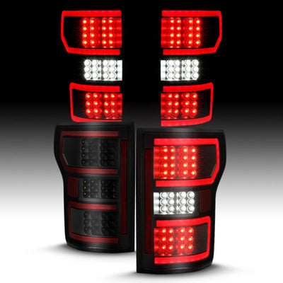 ANZO 18-19 Ford F-150 LED Taillight Black Housing Clear Lens Red Light Bar W/Sequential 311314