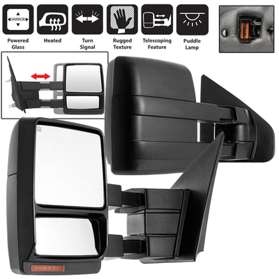 SPYDER xTune Ford F-150 07-14 Heated Amber LED Signal Telescoping Mirror - SET MIR-FF15007S-PWH-AM-SET 9936791
