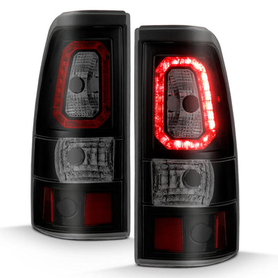 ANZO 1999-2002 Chevy Silverado 1500 LED Taillights Plank Style Black w/Smoke Lens 311325