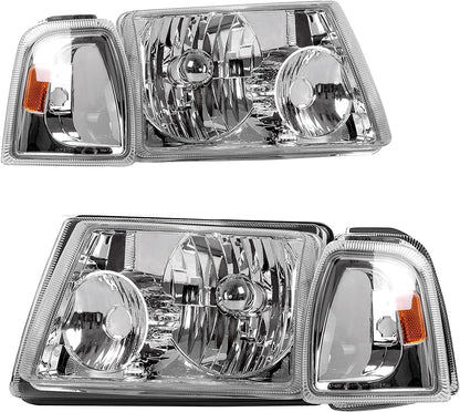 Autosaver88 LED Drl Headlight Assembly Compatible With 20012011 Ford Ranger Pair Headlights Wdaytime Running Light Chrome Housing Amber Reflector